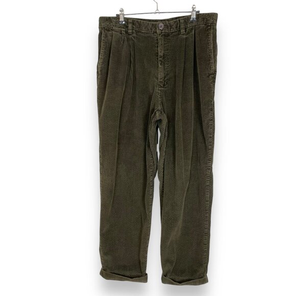 Vintage Corduroy Pants Men Tapered Leg Brown Cuffed Grunge Slouchy Casual School - Picture 1 of 13